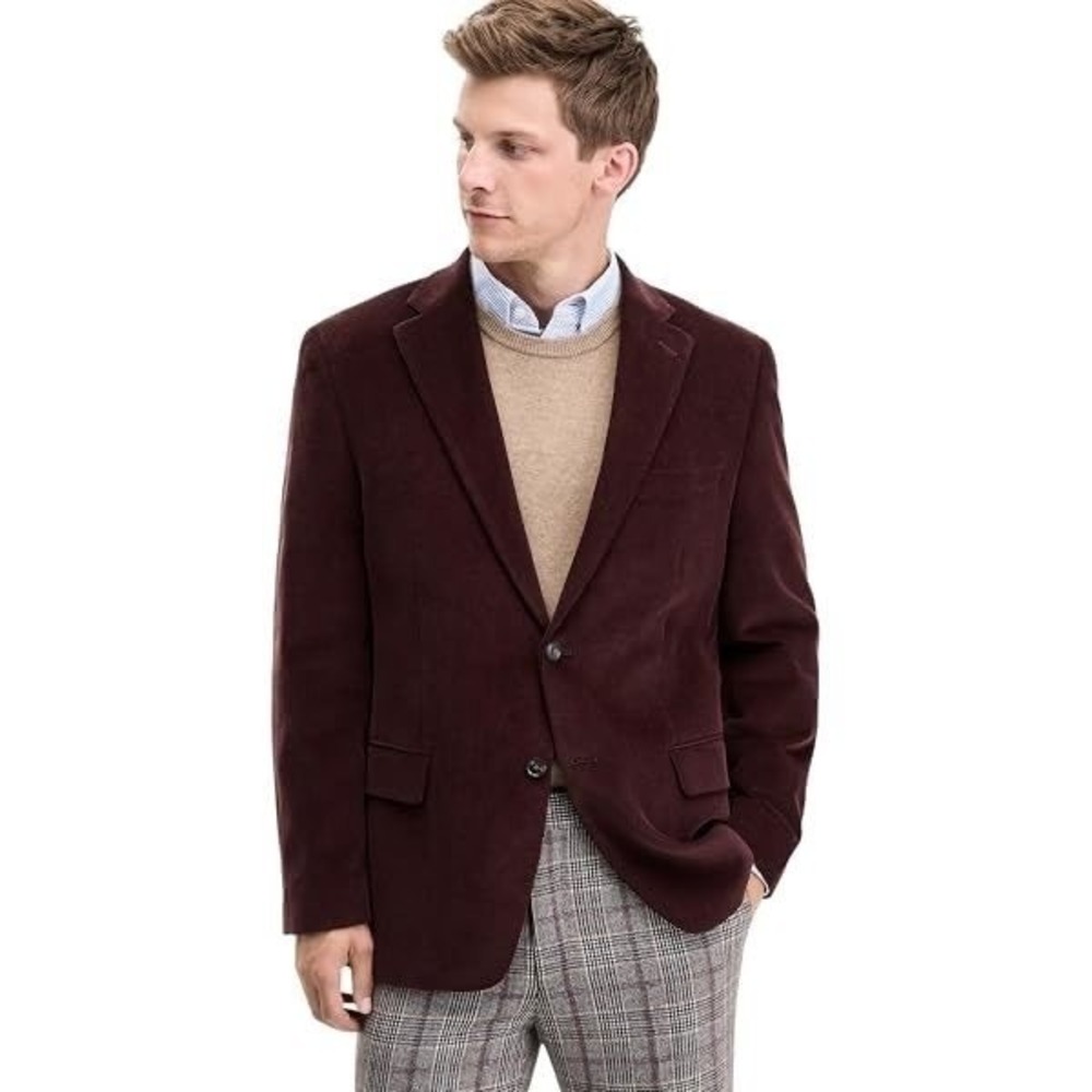 Ralph Lauren Mens Ultra Flex Burgundy Blazer Fox Lining 38S Sport Coat